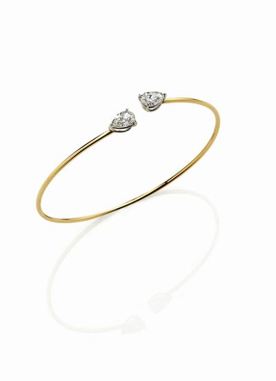 Bracciale in Oro Giallo e Bianco con Due Diamanti Goccia