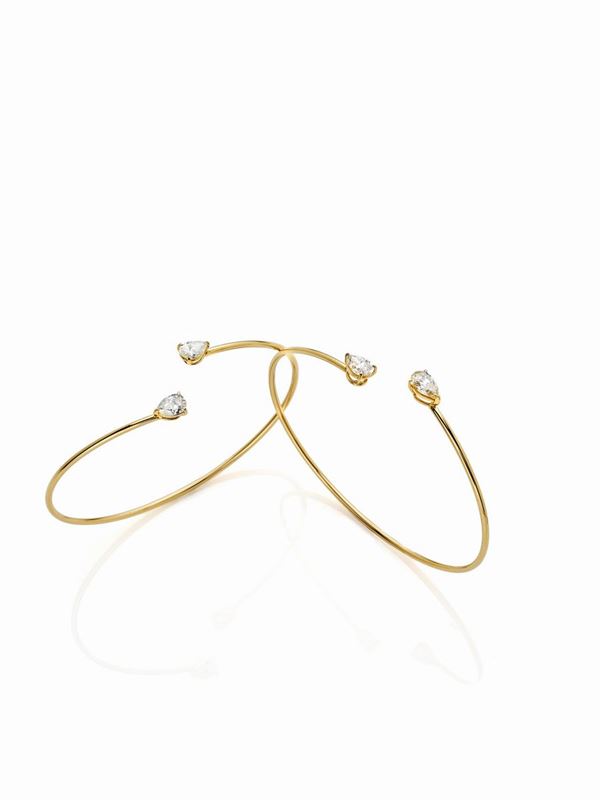 Lotto composto da n. 2 bracciali oro e diamanti goccia  - Auction Gioielli e Orologi del XX Secolo - Faraone Casa d'Aste