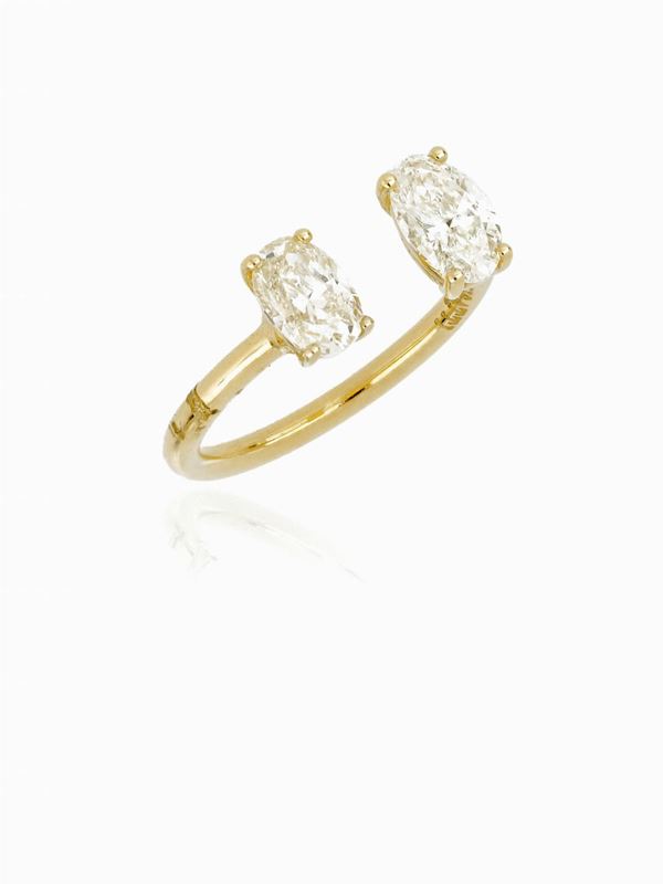Anello oro giallo diamanti circa 1.38ct